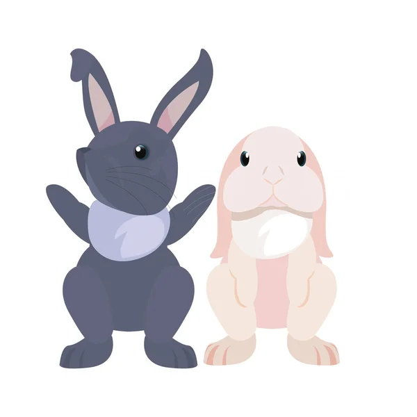 Bonito coelhos desenhos animados —  Vetores de Stock