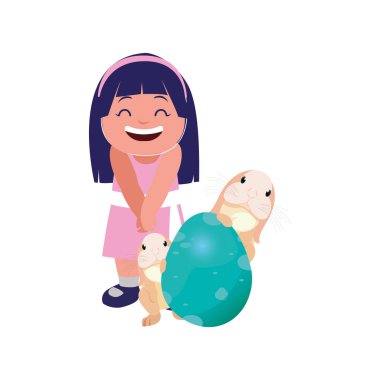 tavşan kızla ve Paskalya yortusu yumurta