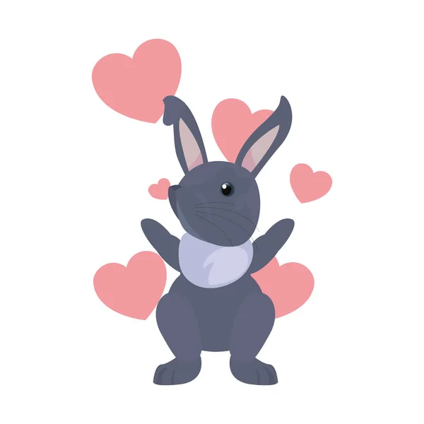 Coeur de lapin mignon amour — Image vectorielle