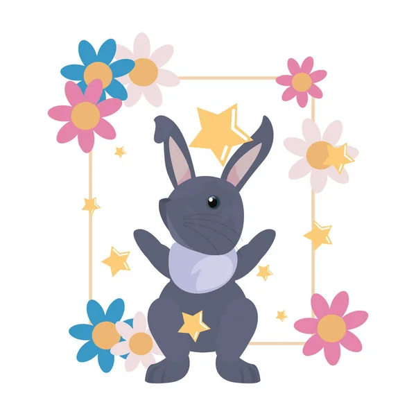 Мила рамка з квітів кролика — стоковий вектор