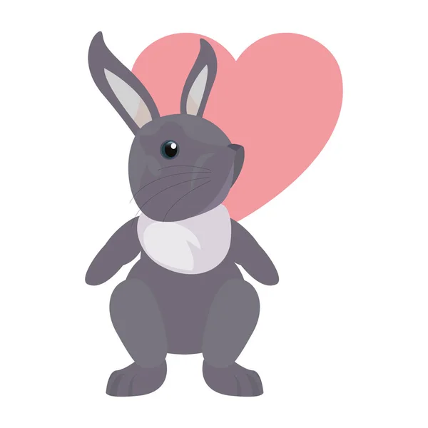 Mignon lapin coeur amour — Image vectorielle