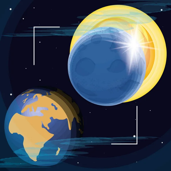 Espace avec planète terre univers scène — Image vectorielle