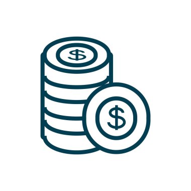 paralar doları izole simgesi yığını