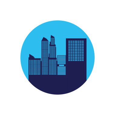 Bina cityscape çerçevesinde döngüsel gökyüzü mavi