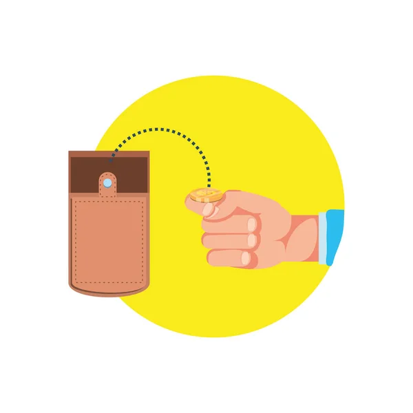 Hand with wallet money isolated icon — Stock Vector