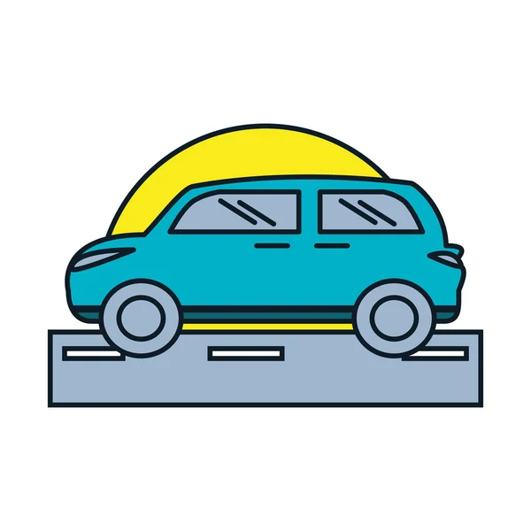 Coche sedán en carretera aislado icono — Vector de stock