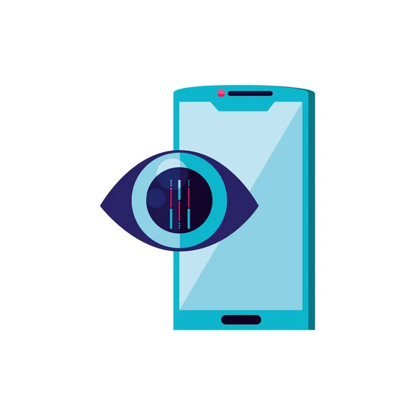 Smartphone con ojo de seguridad cibernética — Vector de stock