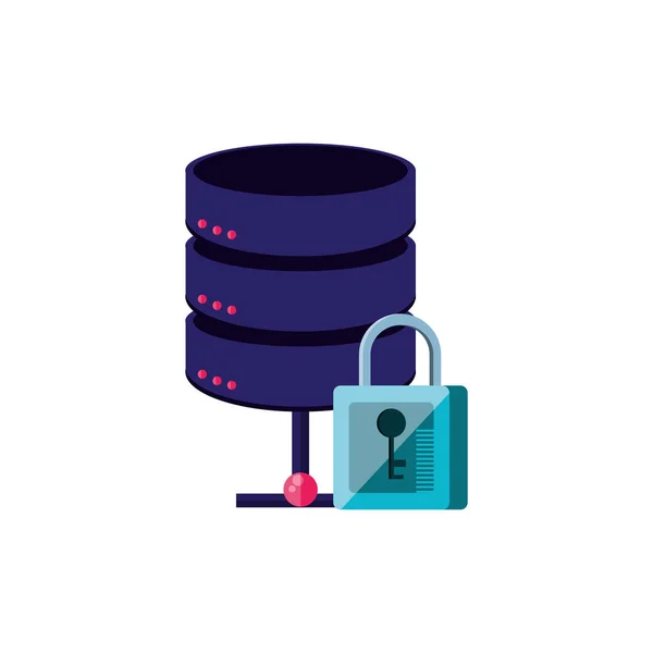 Data center disks with padlock — Stock Vector