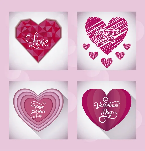 Valentinstag-Karte mit Herzen — Stockvektor