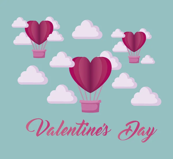 Carte Saint Valentin avec ballons hélium — Image vectorielle
