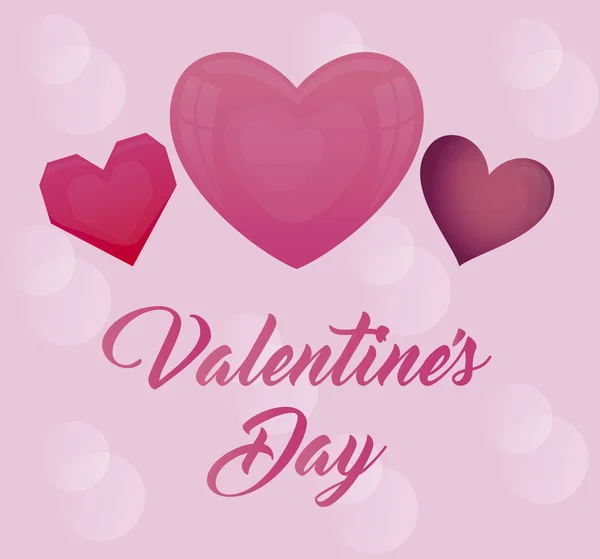 Cartão de dia dos namorados com corações —  Vetores de Stock