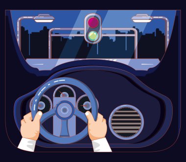 kişi sürücü araba stop ışık ile