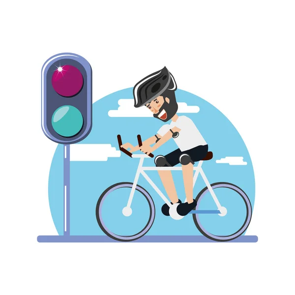 Ember ride bike trafic könnyű karakterrel — Stock Vector