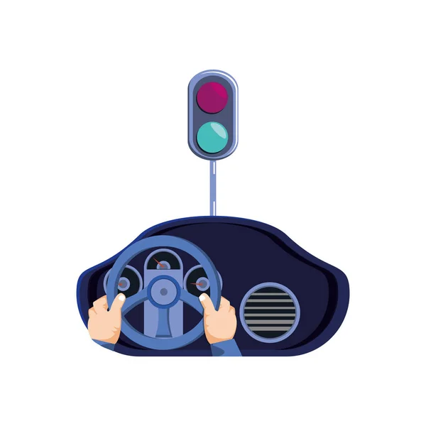 Человек водитель автомобиля с стоп-сигнал — стоковый вектор
