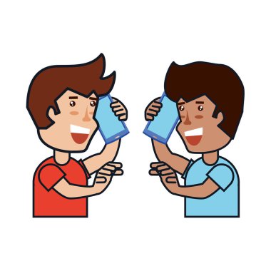 genç erkekler için Smartphone konuşuyor