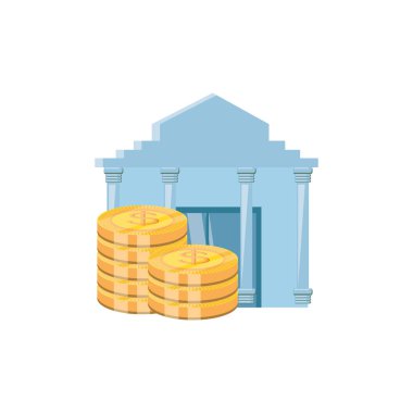 Banka paraları izole simgesiyle bina