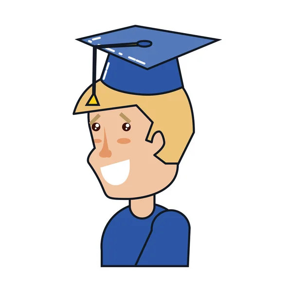 Joven con sombrero de graduación — Vector de stock