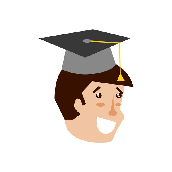 Głowa młodego człowieka z graduacyjnej kapelusz — Wektor stockowy
