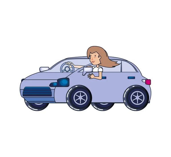 Mujer conductor coche avatar carácter — Archivo Imágenes Vectoriales