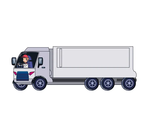 Man driver truck avatar character — Stock Vector