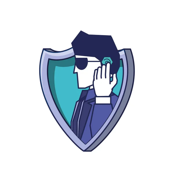 Tarcza z cyber security agent — Wektor stockowy