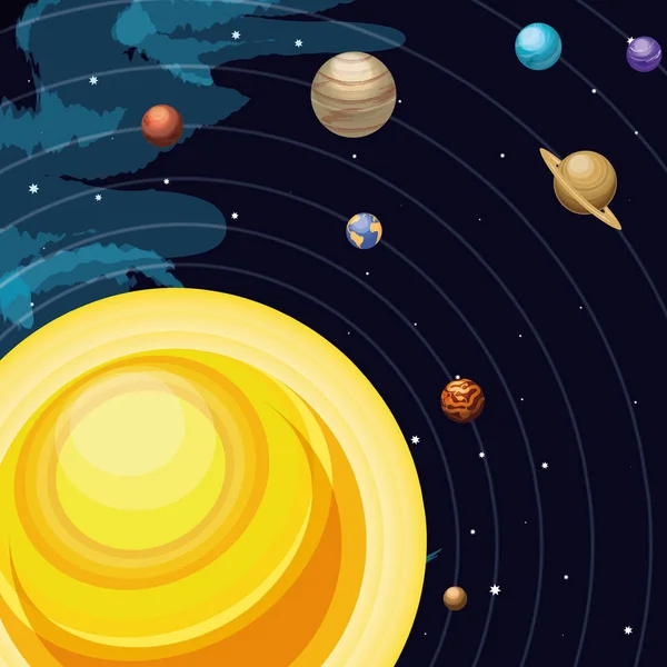 Espace avec scène de l'univers solaire — Image vectorielle