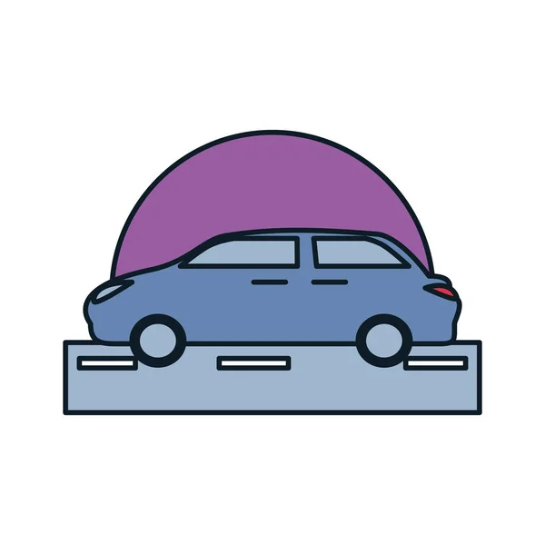Bilen sedan i väg isolerade ikonen — Stock vektor