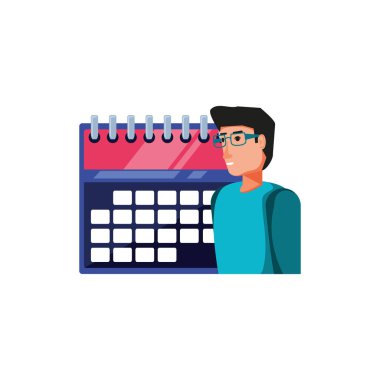 Takvim hatırlatma izole simgesi olan adam