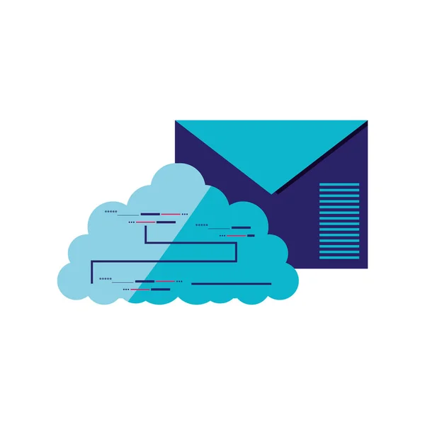 Courrier enveloppe avec cloud computing — Image vectorielle