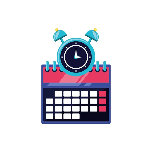 Väckarklocka med isolerade kalenderikonen för påminnelse — Stock vektor