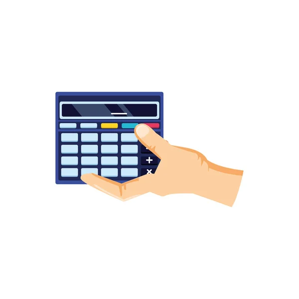 Hand with calculator math finance icon — Stock Vector