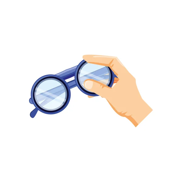 Mano con gafas ópticas icono aislado — Archivo Imágenes Vectoriales