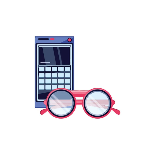 Оптические очки с изолированной иконкой калькулятора — стоковый вектор