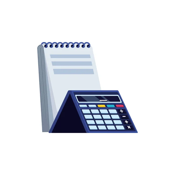 Calculadora matemáticas finanzas con bloc de notas — Vector de stock