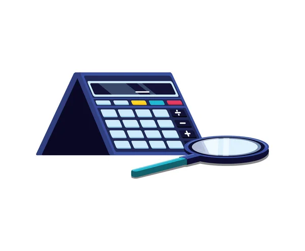 Αριθμομηχανή μαθηματικά οικονομικών με μεγεθυντικό φακό — Διανυσματικό Αρχείο