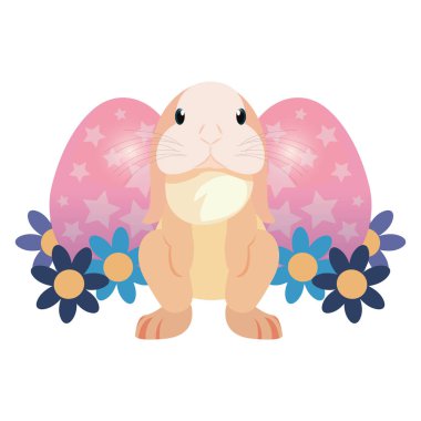 sevimli tavşan ve yumurta Paskalya boyama