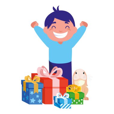 mutlu çocuk hediyeler ve tavşan