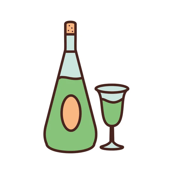 Пляшка вина зі скляною ізольованою іконою — стоковий вектор