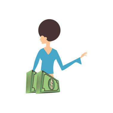 faturaları dolar retro tarzı ile güzel kadın