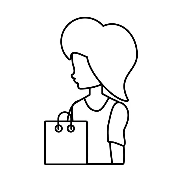 Kobieta w stylu retro z torbą na zakupy — Wektor stockowy