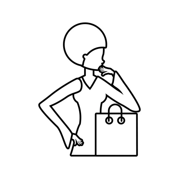 Mujer estilo retro con bolsa de compras — Vector de stock