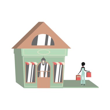 kadın silueti ile alışveriş çantası mağaza cephe