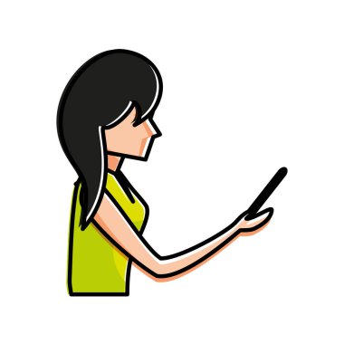 Akıllı telefonu olan genç bir kadın.