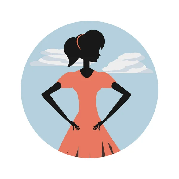 Silueta mujer estilo retro — Vector de stock