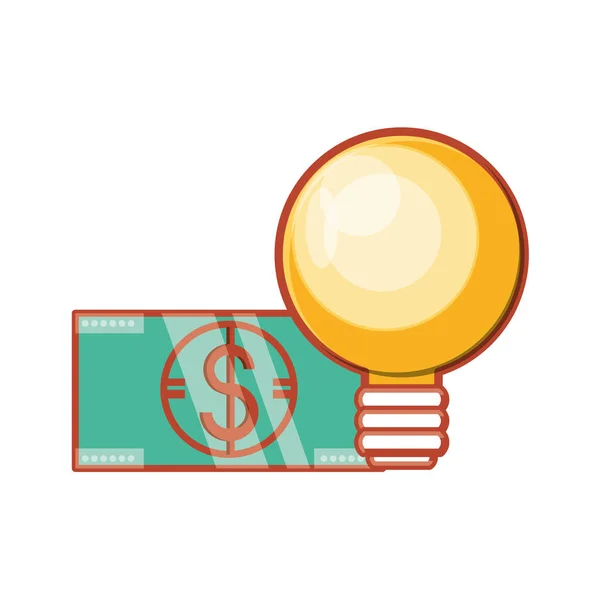 Žárovka světla s penězi — Stockový vektor
