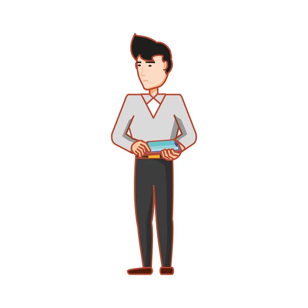 Hombre de negocios con dispositivo smartphone — Vector de stock