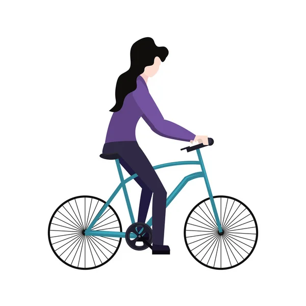 Frau fährt Fahrrad — Stockvektor