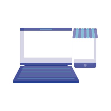 smartphone ve şemsiye ile dizüstü bilgisayar