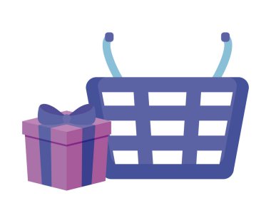 alışveriş sepeti hediye kutusu izole simgesiyle