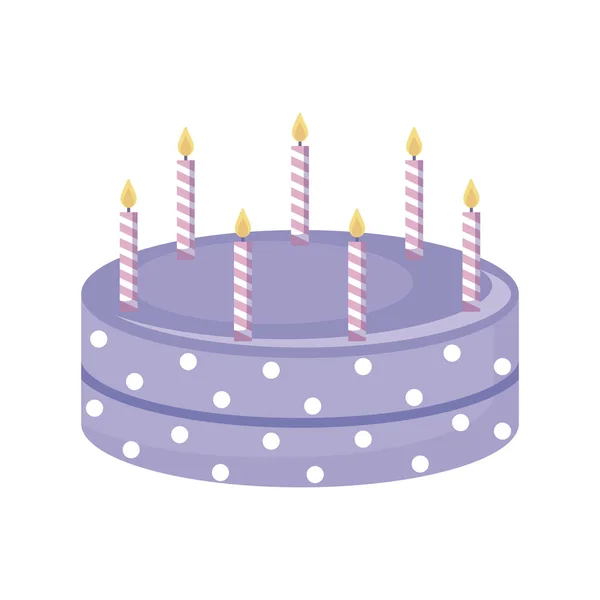 Süße Torte mit Kerzen isolierte Ikone — Stockvektor